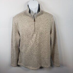 Grove & Hollow Men's Large L Zippered Pullover Sweater Long Sleeve Beige / A254